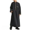 thumbnail image 5 of Otqutp Muslim Clothes for Boys Middle Eas𝘁 Ramadan Kaftan Thobe Kids 𝗜slamic 𝗠oroccan Long Sleeve Robe Prayer Clothing, 5 of 8