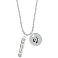 thumbnail image 1 of Delight Jewelry Silvertone Be Strong and Courageous Bar Silvertone Script Initial Disc - V - Charm Necklace, 20"+3", 1 of 4