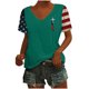 thumbnail image 3 of Tops Cortos para las Mujeres Día de la Independencia Patriótica Impreso Cuello en V, Manga Corta Top Casual para Diario, Fiesta Y Todas las Estaciones, 3 of 5
