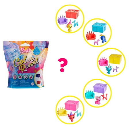 Barbie Color Reveal Pet 5 Surprises with Blue Metallic Coating Doll Playsets