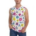 thumbnail image 2 of Lsque Doodle Fruits Print Men's Cotton Blend Sleeveless Muscle Shirts (S-3XL)- Moisture Wicking, Odor Protection, UPF 30+,Large, 2 of 8