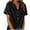 Black, variant on HomeDM Short Sleeve Button Down Shirts for Women, Summer V Neck T Shirts Loose Fit Pullover Tops Solid Color - Navy/L