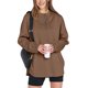 thumbnail image 2 of Sudadera con Capucha Oversize para Mujer, con Cremallera de un Cuarto, Estilo Túnica, Ideal para Otoño e Invierno Ropa y Elegante Marrón Oscuro L, 2 of 10