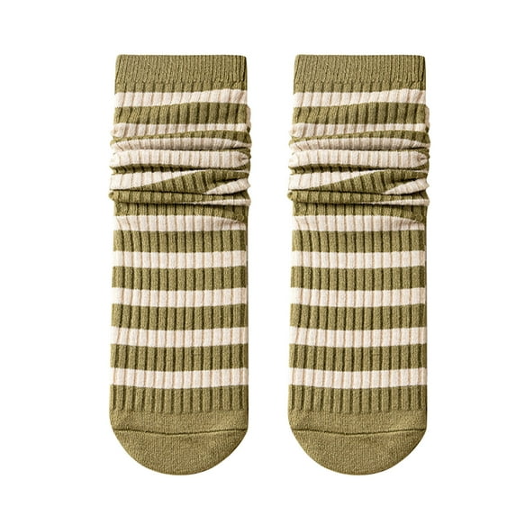 Dyfzdhu Women Striped Socks Mid Tube Autumn Winter Cotton Pile Socks Tube Socks