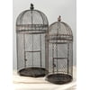 Large Wired Bird Cages (Set of Two) 30in. & 25in. Largest Cage 30in. Tall x 13.5 Wide /Smaller Birdcage 25in. Tall x 10.5in. Wide /Grey Metal