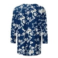 thumbnail image 4 of Women's Round Neck Blouse Spring Tops Vintage Flora Print Summer Clothes for Teen Girls Dressy Casual Tops for Lady 3/4 Sleeve Loose Fit Flowy Tunic Tops Fashion 2024 Light Blue T Shirts XL, 4 of 5