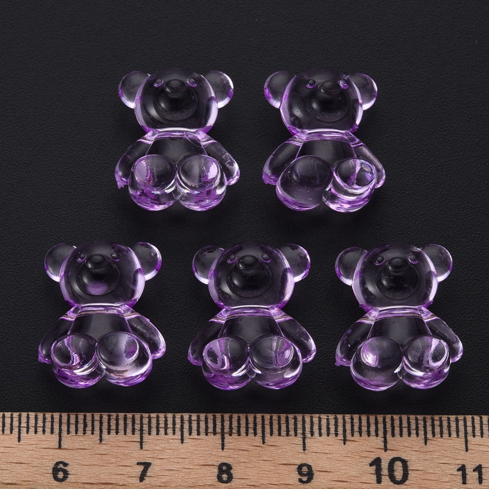 500g Transparent Acrylic Beads Top Drilled Beads Bear Blue Violet 18.5x15.5x11mm 320pcs/500g