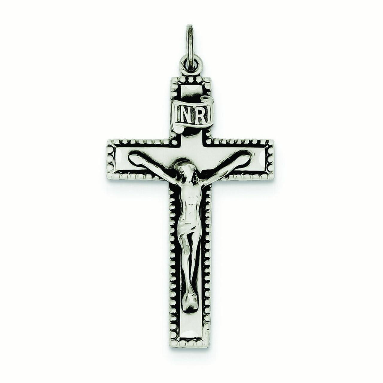 Sterling Silver Inri Cross Pendant Best Quality Free Gift Box 