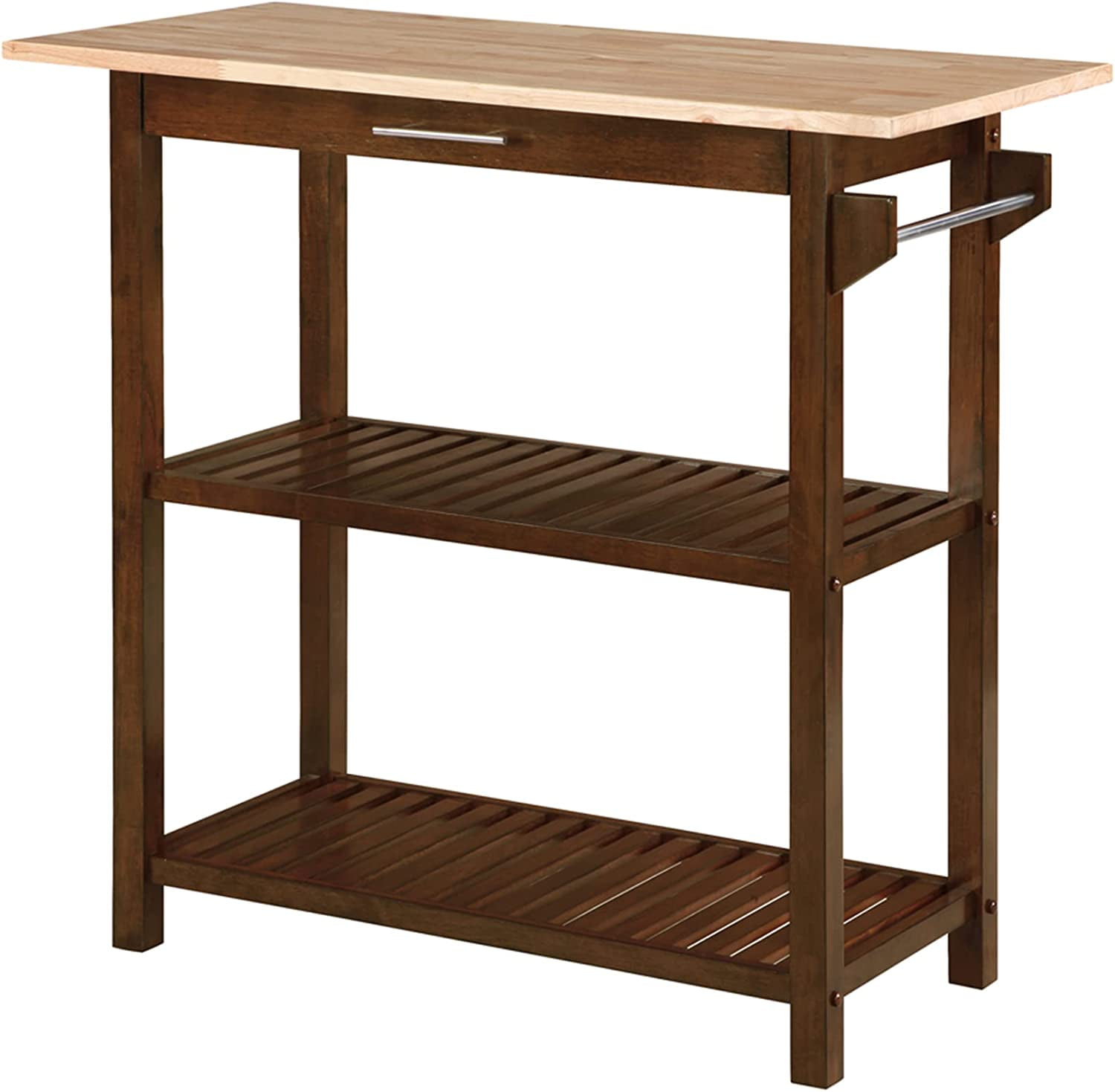 Designs2Go 3Tier Butcher Block Kitchen Prep Island with Drawer, Espresso/Butcher Block