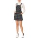 thumbnail image 1 of Vestido casual con tirantes ajustables de estampado a cuadros para mujer Inspire Chic S Amarillo, 1 of 6