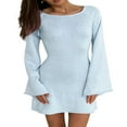 thumbnail image 1 of Women‘s Solid Color Knitted Dress with Backless Style for Parties, 1 of 4