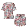 thumbnail image 5 of Wukai Cartoon Hearts Print Women's Pajama Set - Short-Sleeve Top and Shorts with Elastic Waistband and Pockets for Loungewear, Yoga, and Casual Wear-Medium, 5 of 8
