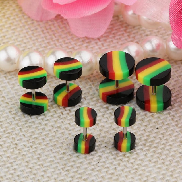 6Pcs Pendientes de acrílico unisex para Tapones falsos de material acero inoxidable 18g Fernando Perno prisionero del oído falso