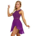 thumbnail image 2 of inlzdz Women Lyrical Dress Ballet Dance Costumes Chiffon Flowy Tulle Skirt Gymnastics Dancewear Leotard Purple XS, 2 of 7