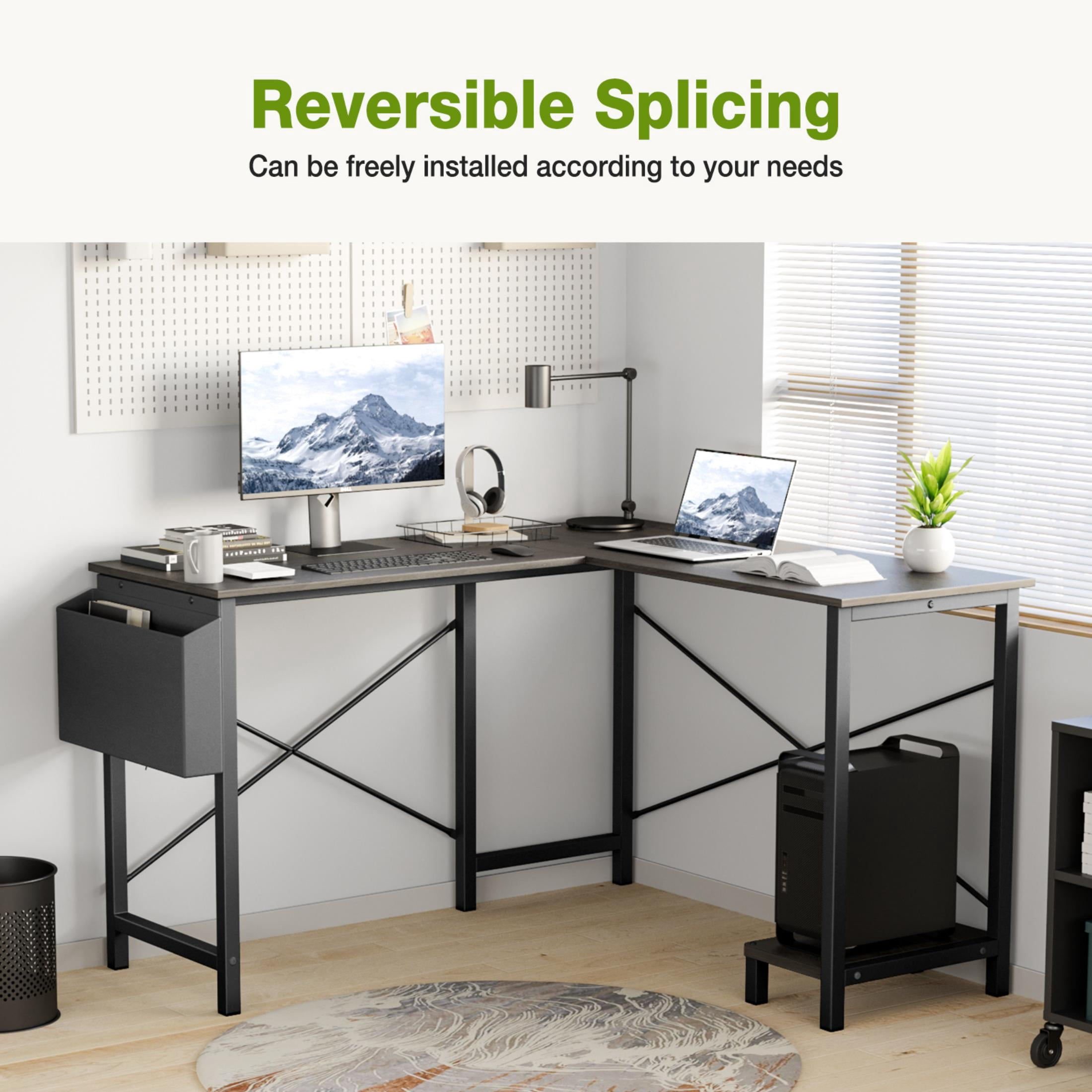 MCQ L Shaped Desk - Computer Desk Gaming Corner 50 Inch Home Office Writing Student Work PC Table, Gray