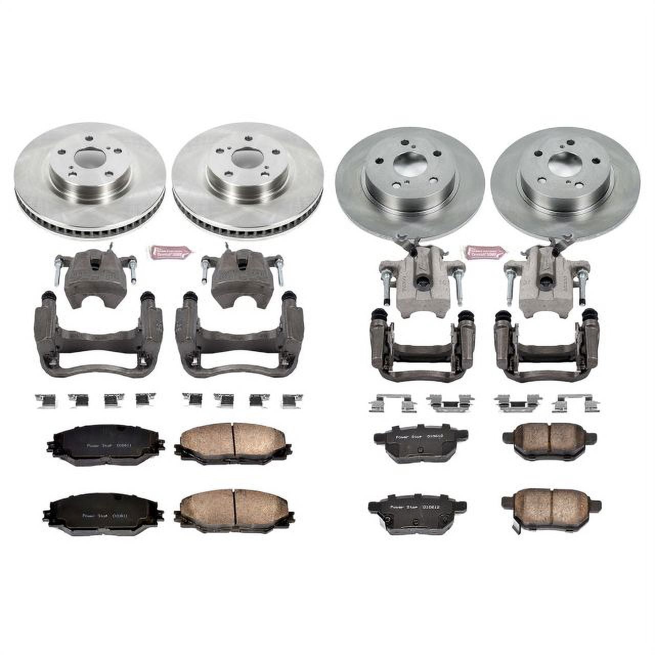 PowerStop Front and Rear Stock Replacement Brake Pad and Rotor Kit with Calipers Fits: SCION Select Models KCOE6076