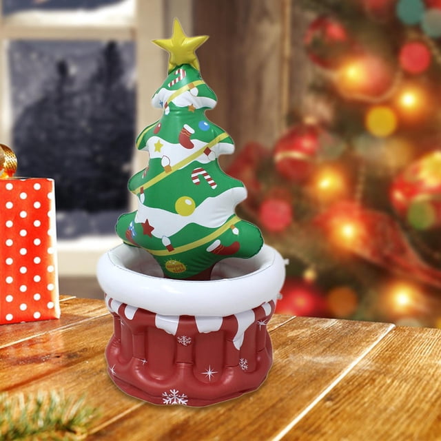 Cubo de hielo inflable para enfriar, decoración navideña, contenedor para de Navidad, enfriador de bebidas para vacaciones, césped y jardín.