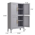 thumbnail image 6 of Grey Metal Kitchen Storage Cabinet, Kitchen Pantry Storage Cabinet with Doors and Shelves, Storage Cabinet with Adjustable Leveling Foot for Kitchen, Living Room and Dining Room, 6 of 14