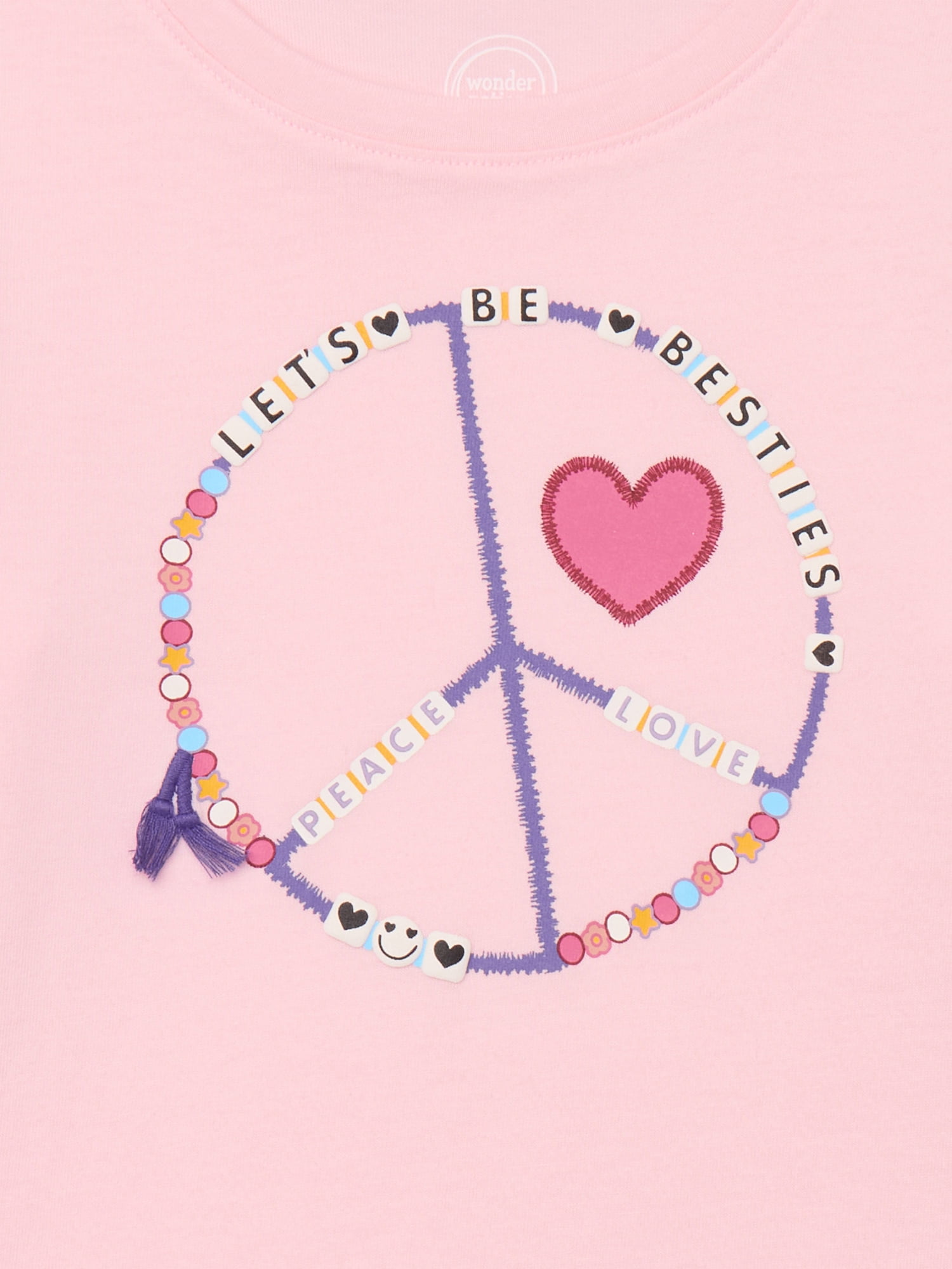 Wonder Nation Girls Embellished Tee with Long Sleeves, Sizes 4-18 & Plus