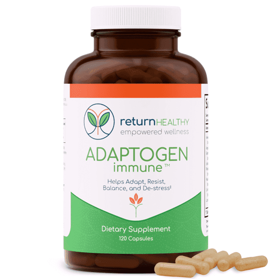 Return Healthy Adaptogen Immune Daily Stress Relief Supplement for Women and Men, with Ashwagandha, Siberian Ginseng and Astragalus Root, 120 Capsules
