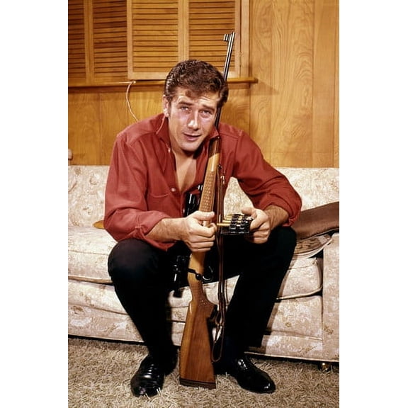 Robert Fuller Rare at Home With His Rifle 24x36 Poster