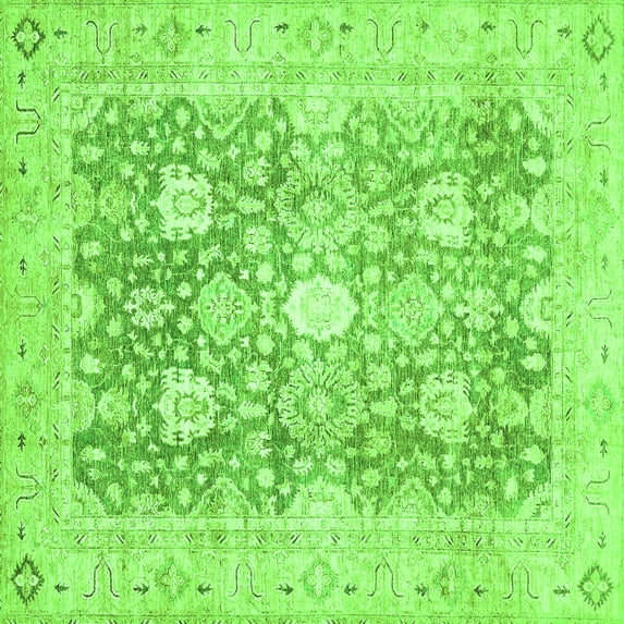 Ahgly Company Indoor Square Abstract Green Modern Area Rugs, 7' Square