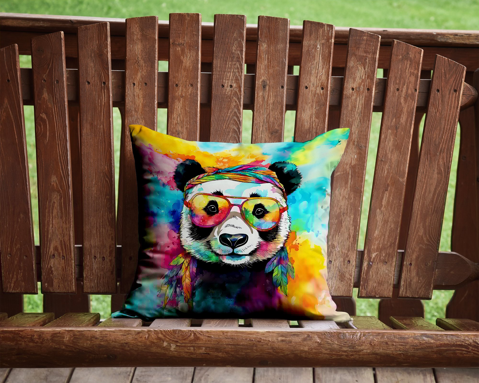 thumbnail image 2 of Carolines Treasures DAC4017PW1414 14 x 14 in. Unisex Hippie Animal Panda Polyester Fabric Throw Pillow, 2 of 5