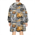 thumbnail image 2 of Gray Background Basketball Elements Pattern Wearable Oversized Blanket,Wearable Blanket Hoodie for Adults,Cozy Hooded Blankets with Super Pockets,Super Warm Fuzzy Pullover for Women & Men, 2 of 6