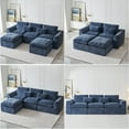 thumbnail image 3 of YINIX 120" Modular Sectional Sofa with Movable Ottomans, U-Shaped Couch for Living Room, No Assembly Required, Blue, 3 of 9