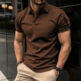 thumbnail image 2 of Men's Collared Neck Half Button Golf Shirts Short Sleeve Work Shirt Casual Performance Tops Brown M, 2 of 6