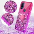 thumbnail image 3 of GW USA Case for Moto G Pure / Moto G Power 2022 Case Ring Kickstand Liquid Quicksand Glitter Cute Phone Case Clear Bling Diamond Shock Protective Cover for Girls Women - Hot Pink/Purple, 3 of 6