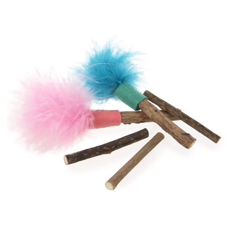 (5 Count Silly Silver Stix Natural Silvervine Cat Toys - Blue/Pink, One Size