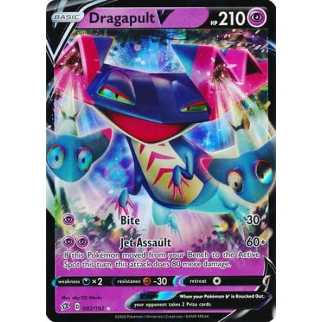 Juego de cartas coleccionables Pokémon Sword and Shield Rebel Clash Dragapult V 092/192 Ultra Rare