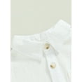 thumbnail image 5 of Little Kids Toddler Baby Boy Summer Outfits Short Sleeve Button Down Shirt Shorts Set 2 Piece Casual Clothes (White Blue, 2-3 Years), 5 of 9