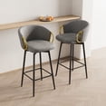 thumbnail image 2 of S-HOME 360° Swivel Velvet Bar Chairs Set of 2 in Beige Grey Comfortable High Stools for Dining and Restaurants，Velvet, 2 of 11