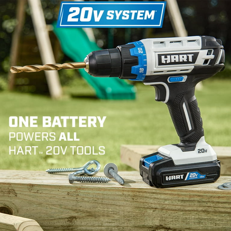 Hart 20-Volt Cordless 6-Tool Combo Kit 4.0Ah & 1.5Ah Lithium-Ion Batteries