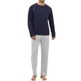thumbnail image 3 of Men's Soft Cotton Pajama Set with Pockets - 2-Piece Breathable Long Sleeve Sleepwear & Loungewear, Drawstring Waist Comfort Fit,S, 3 of 11
