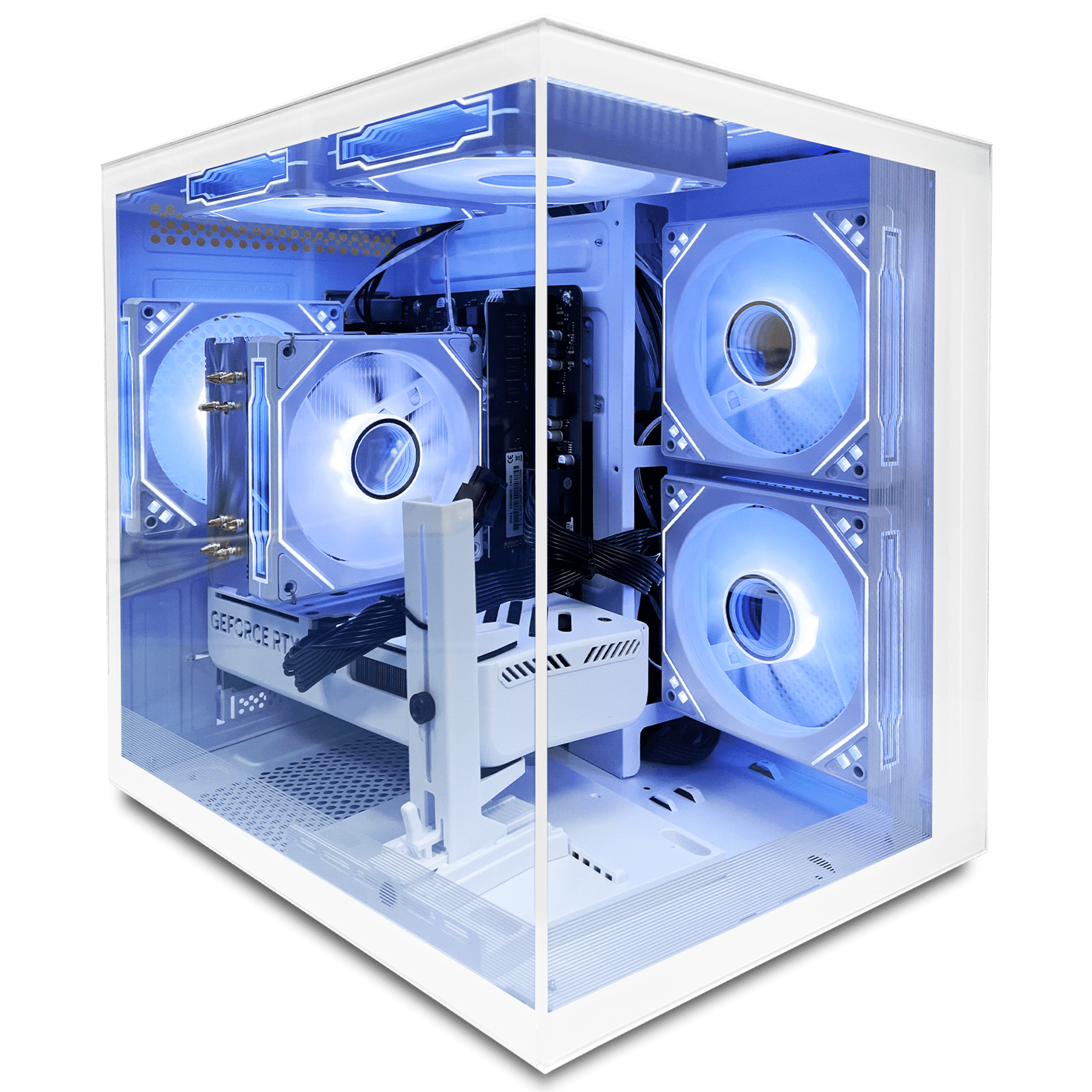 Suevery Gaming PC Desktop - AMD Ryzen 7 5700X, NVIDIA RTX 5060 8GB, 16GB DDR4, 1TB NVMe SSD, RGB lighting, Wi-Fi 6, White