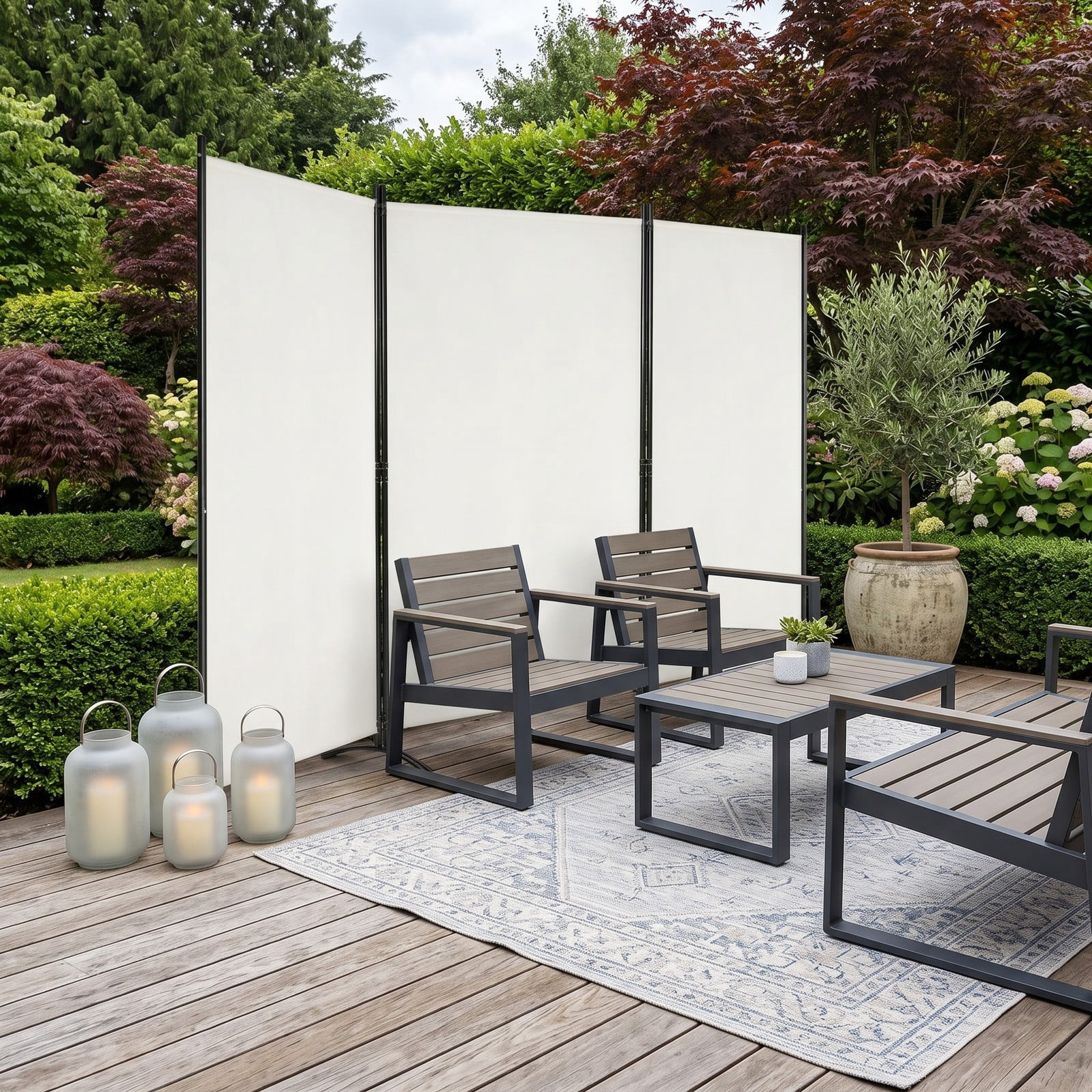 ALPULON 3-Panel Room Divider Folding Privacy Screen, 6 FT Freestanding Partition Panel Screen with Durable Hinges and Steel Base for Office, Bedroom, Home Decor, White