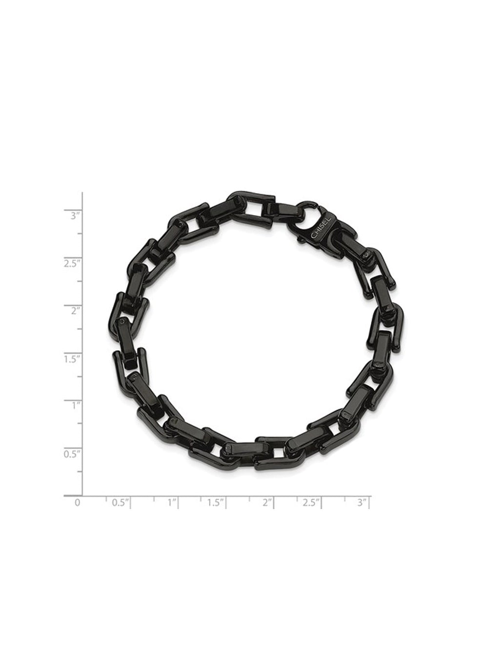 Gem & Harmony Mens Stainless Steel Bracelet in Black Plating 8.5 inch for Men