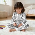 thumbnail image 5 of RMGVDSD Kids Coloring Pajamas with Markers Soft Boys Girls Pajama Sets Long Sleeve Tops and Pants Cute Print Sleepwear Nightwear Outfit 5-6 Years, 5 of 9