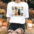 thumbnail image 5 of Fall Spooky Season Brushstroke T-Shirt, Coquette Vintage Ghost, Cat and Pumpkin Tee, 5 of 8