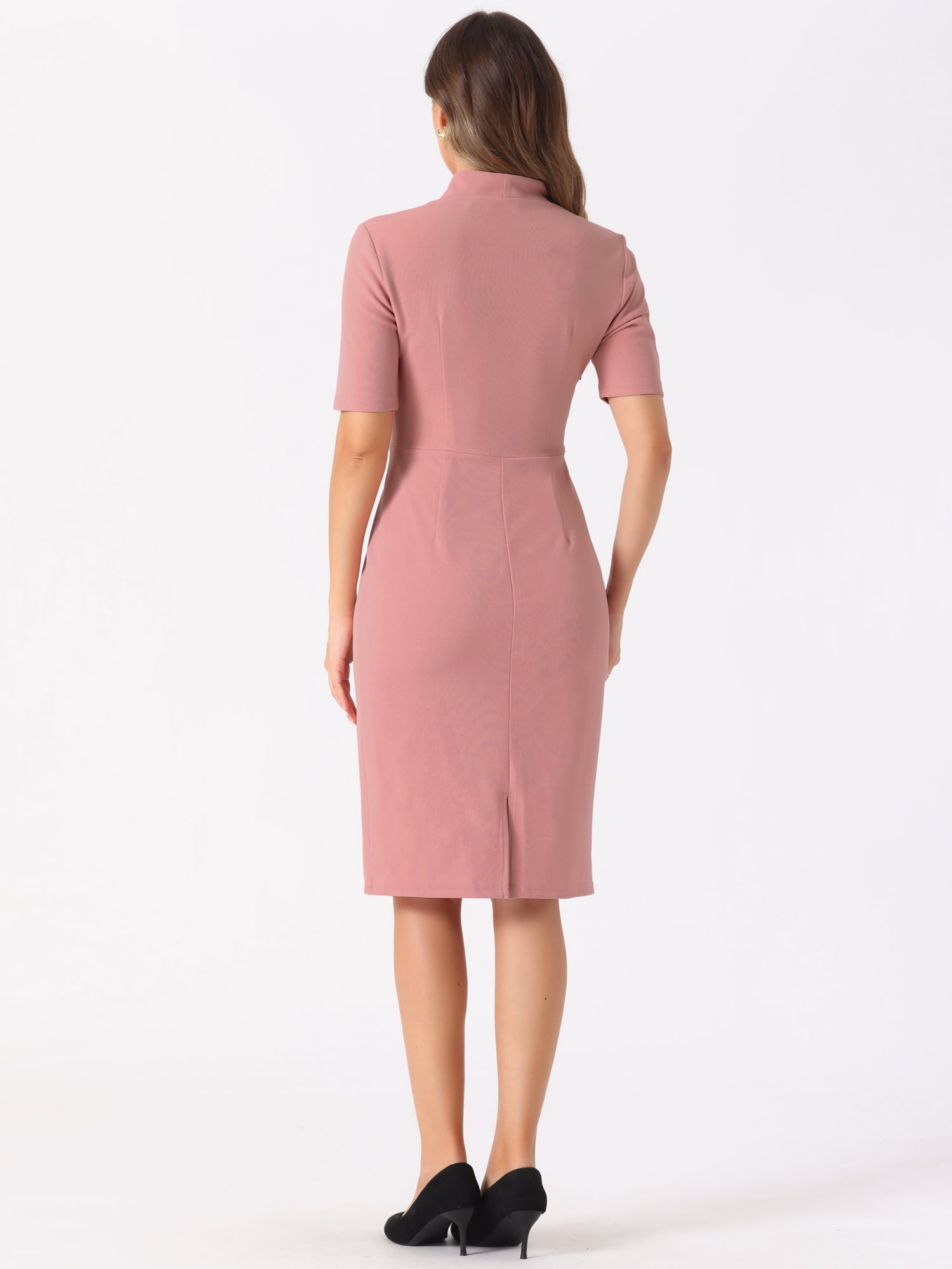 DARING DIVA Women's Short Sleeve Business Office Pencil Dress XS Grey Pink