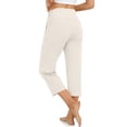 thumbnail image 5 of Huankd Capri Pants For Women Wide Leg Yoga Pants Plus Size Petite Pants High Waisted Dress Pants Loose Dressy Casual Cropped Pants Stretchy Summer Tummy Control Leggings With Pocket Beige 2XL, 5 of 5