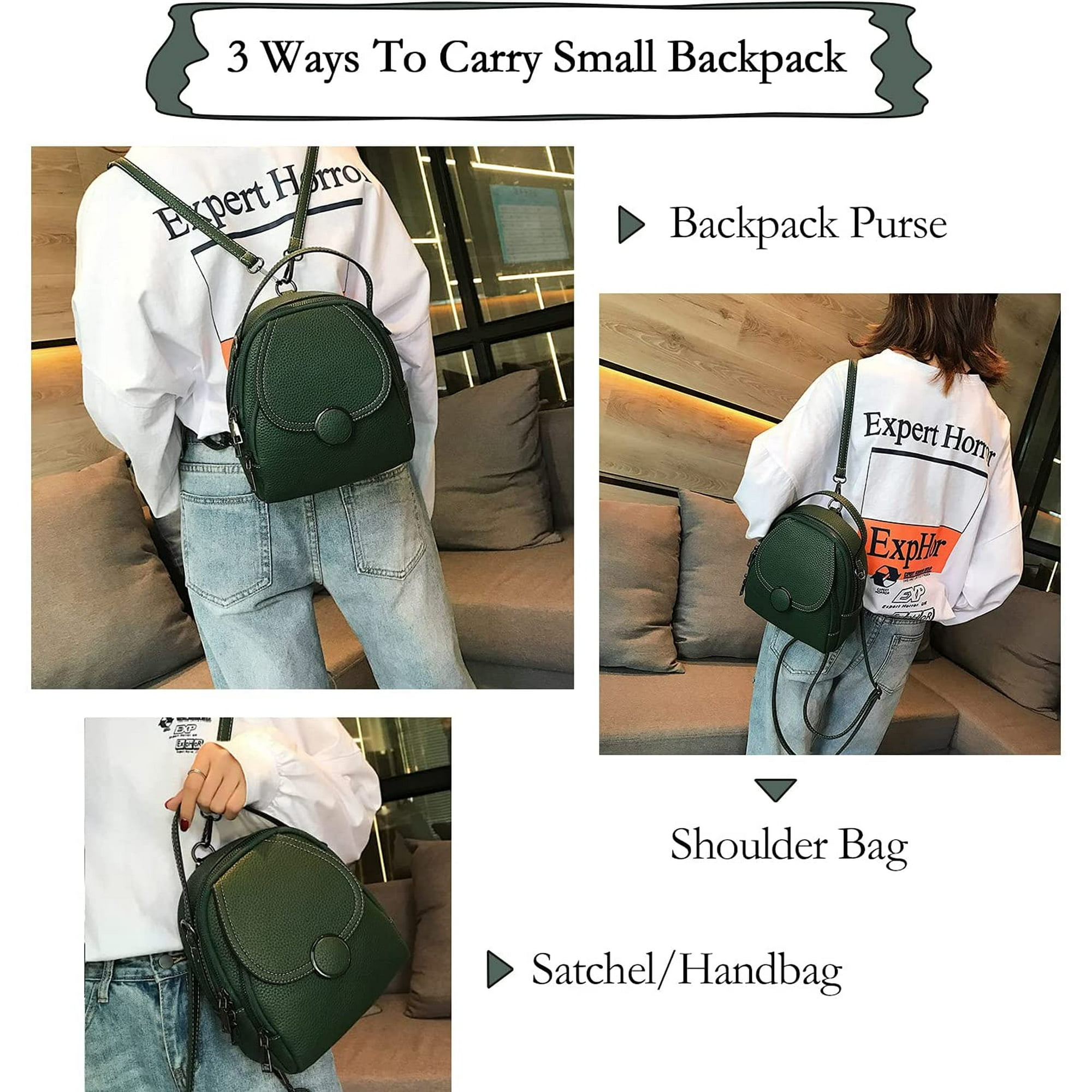 Mini Sac a Dos pour Filles Sac a Dos SIXVONA Mode Convertible Mini Taille pour Femmes Vert Fonce Walmart