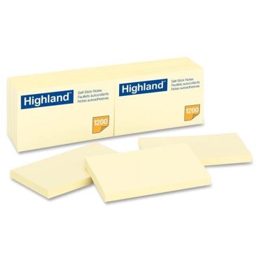 Highland 6549 Self-Stick Notes, 3 X 3, Yellow (100-Sheet, 12/Pack ...