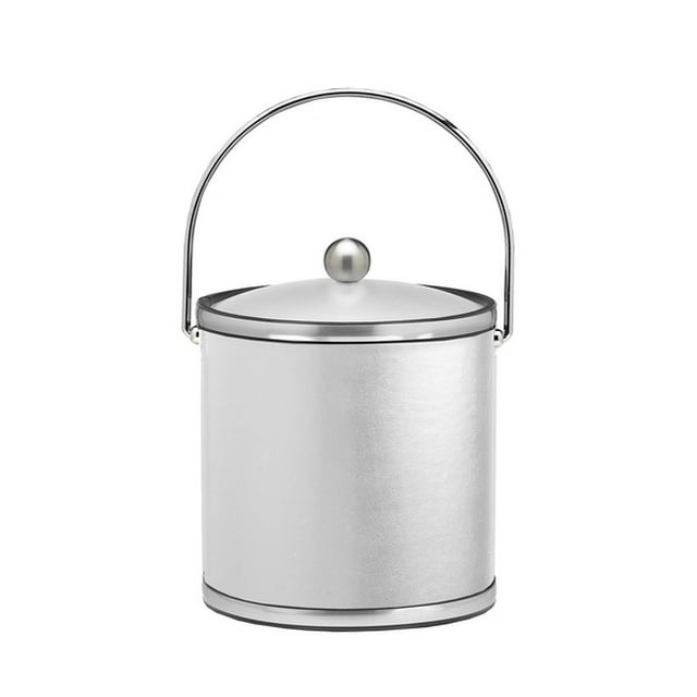 Sophisticates White W/ Brushed Chrome 3 Qt Ice Bucket W/ Bale Handle,& Lucite Cover