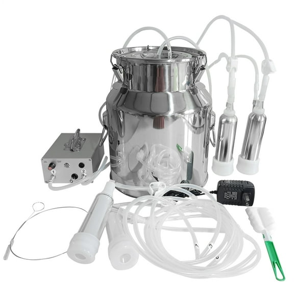 Goat and Cow Milking Machine with 14L Vacuum Pump & Adjustable Pulsation for Farms and Homes