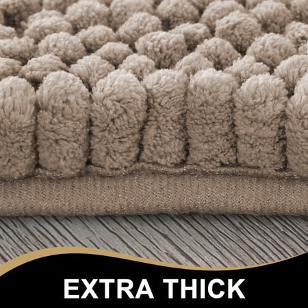 PRIMEBEAU 2 PIECE SOFT PLUSH CUSHION RUG SET, BATHROOM AREA, WATER ABSORBENT, KHAKI