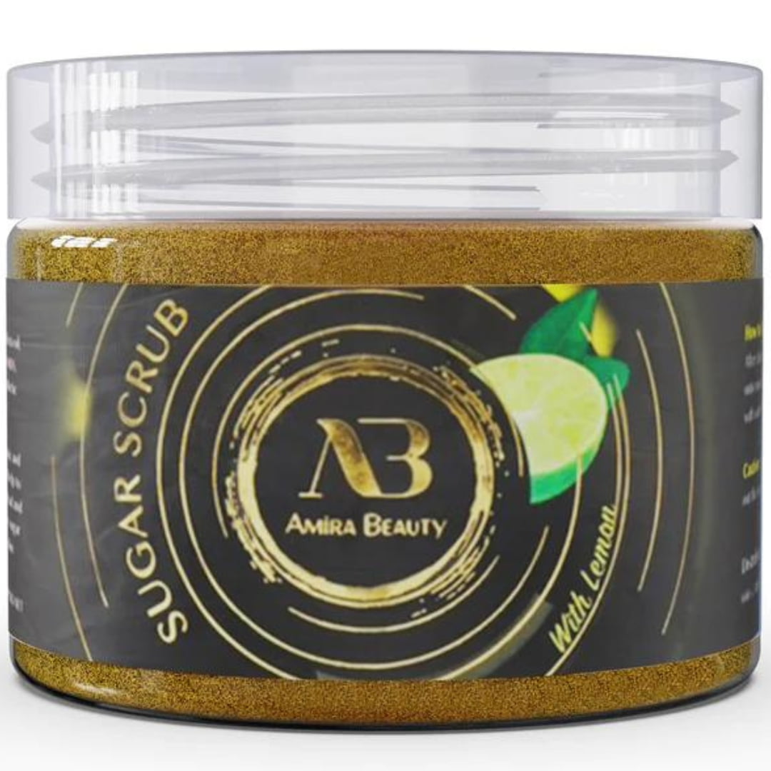 Amira Beauty Exfoliating Lemon Sugar Body Scrub - Moisturizing, Exfoliating - Reduces Stretch Marks, Cellulite 14 oz